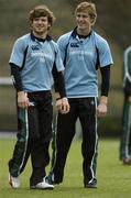 15 November 2005; Centres Andrew Trimble, right, with Gordon D'Arcy during squad training. Ireland rugby squad training, Clongowes College, Clane, Co. Kildare. Picture credit: Brendan Moran / SPORTSFILE