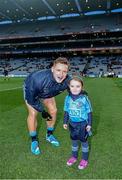 29 March 2014; Dublin's Paul Flynn with match day mascot Éabha Ní Mhaoldúin, four years, and a member of the Round Tower GAA Club / Gaelscoil Chluain Dolcáin. Allianz Football League, Division 1, Round 6, Dublin v Mayo. Croke Park, Dublin. Picture credit: Ray McManus / SPORTSFILE