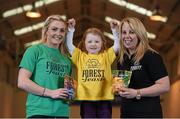 2 April 2014; Athletics Ireland and dried fruit and nut experts Forest Feast announced a new partnership which will support the growth of grassroot athletics in Ireland through the major sponsorship of Little Athletics. At the launch of the partnership is Christine Whelan, Forest Feast Field Sales Manager, right, Irish Long Jump Record Holder Kelly Proper and Rebecca O'Rourke, age 5, from the Raheny Shamrock Athletics Club. Morton Stadium, Santry, Dublin. Picture credit: Stephen McCarthy / SPORTSFILE