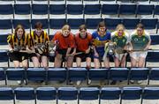 15 November 2005; Camogie players, from left to right, Margaret Kavanagh and Sinead Costello, St. Lachtain's Freshford, Linda Gohery and Catriona Kelly, Davitts, Marie O'Looney, Newmarket-on-Fergus, Mairin McAleenan and Lisa McCrickard, Liatroim Fontenoys, at a photocall ahead of the All-Ireland camogie Senior and Junior club championship finals which will take place this Sunday, November 20th. St. Lachtain's and Davitts will contest the Senior final while Liatroim Fontenoys and Newmarket-on-Fergus will contest the Junior final. Croke Park, Dublin. Picture credit: Brian Lawless / SPORTSFILE