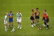 15 November 2005; Camogie players, from left to right, Mairin McAleenan, Liatroim Fontenoys, Marie O'Looney, Newmarket-on-Fergus, Lisa McCrickard, Liatroim Fontenoys, Margaret Kavanagh and Sinead Costello, St. Lachtain's Freshford, Catriona Kelly and Linda Gohery, Davitts, at a photocall ahead of the All-Ireland camogie Senior and Junior club championship finals which will take place this Sunday, November 20th. St. Lachtain's and Davitts will contest the Senior final while Liatroim Fontenoys and Newmarket-on-Fergus will contest the Junior final. Croke Park, Dublin. Picture credit: Brian Lawless / SPORTSFILE