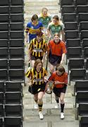 15 November 2005; Camogie players, clockwise from front left, Margaret Kavanagh, St. Lachtain's Freshford, Sinead Costello, St. Lachtain's Freshford, Marie O'Looney, Newmarket-on-Fergus, Mairin McAleenan, Liatroim Fontenoys, Lisa McCrickard, Liatroim Fontenoys, Linda Gohery and Catriona Kelly, Davitts, at a photocall ahead of the All-Ireland camogie Senior and Junior club championship finals which will take place this Sunday, November 20th. St. Lachtain's and Davitts will contest the Senior final while Liatroim Fontenoys and Newmarket-on-Fergus will contest the Junior final. Croke Park, Dublin. Picture credit: Brian Lawless / SPORTSFILE