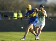 20 November 2005; Ruth Kaiser, Newmarket on Fergus, Co. Clare, in action against Karen McMullen, Leitrim Fontenoys, Co. Down,  All Ireland Junior Camogie Club Championship Final, Leitrim Fontenoys v Newmarket on Fergus, McDonagh Park, Cloughjordan, Co. Tipperary. Picture credit: Ray McManus / SPORTSFILE