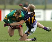 27 November 2005; Paschal Kelleghan, Rhode, in action against Liam McBarron, Kilmacud Crokes. Leinster Club Senior Football Championship Semi-Final, Kilmacud Crokes v Rhode, St. Conleth's Park, Newbridge, Co. Kildare. Picture credit: David Maher / SPORTSFILE