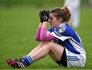 5 April 2014; Rachel Moloney, Coláiste Dún Iascaigh, after the final whistle. TESCO HomeGrown Post Primary School Senior A Final, Coláiste Dún Iascaigh, Cahir v Coláiste Íosagáin, Stillorgan. Dr. Cullen Park, Carlow. Picture credit: Matt Browne / SPORTSFILE