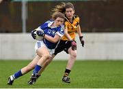 5 April 2014; Roisin Howard, Coláiste Dún Iascaigh, in action against Aedin Ni Dhonaill, Coláiste Íosagáin. TESCO HomeGrown Post Primary School Senior A Final, Coláiste Dún Iascaigh, Cahir v Coláiste Íosagáin, Stillorgan. Dr. Cullen Park, Carlow. Picture credit: Matt Browne / SPORTSFILE