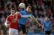 6 April 2014; Niall Morgan, Tyrone, in action against Kevin McManamon, Dublin. Allianz Football League, Division 1, Round 7, Tyrone v Dublin, Healy Park, Omagh, Co. Tyrone. Picture credit: Piaras Ó Mídheach / SPORTSFILE