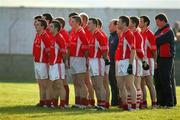 19 November 2005; The Monaleen players stand for the National Anthem. Munster Club Senior Football Championship Quarter-Final Replay, St. Senans Kilkee v Monaleen, Cooraclare, Clare. Picture credit: Kieran Clancy / SPORTSFILE