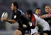 7 January 2006; Graydon Staniforth, Glasgow Warriors, is tackled by David Humphreys, Ulster. Celtic League 2005-2006, Group A, Ulster v Glasgow Warriors, Ravenhill, Belfast. Picture credit: Matt Browne / SPORTSFILE