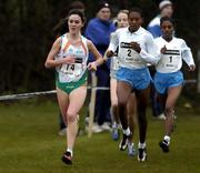 7 January 2006; Ireland's Mary Cullen, eventual 4th with Deribe Alemu, (2) Ethiopia, eventual 2nd and eventual winner Ethalemu Kidane, (1) in action during the Senior Women's Event. IAAF International Cross Country, Stormont, Belfast. Picture credit: Damien Eagers / SPORTSFILE