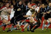 7 January 2006; Stephen Ferris, Ulster, is tackled by Jon Petrie, Glasgow Warriors. Celtic League 2005-2006, Group A, Ulster v Glasgow Warriors, Ravenhill, Belfast. Picture credit: Matt Browne / SPORTSFILE