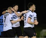 11 April 2014; Dundalk's Patrick Hoban, 9, celebrates his goal with team-mates Daryl Horgan, 7, Richie Towell, second from left, and Stephen O'Donnell. Airtricity League Premier Division, UCD v Dundalk, The UCD Bowl, Belfield, Dublin. Picture credit: Piaras Ó Mídheach / SPORTSFILE