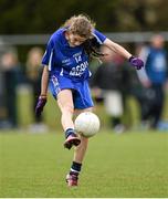 12 April 2014; Aoife Murray, Scoil Mhuire Carrick-On-Suir, shoots to score her side's second goal. Tesco HomeGrown Post Primary School Junior C, Gallen CS Ferbane, Co. Offaly v Scoil Mhuire Carrick-On-Suir, Co. Tipperary. Crettyard GAA, Crettyard, Co. Laois. Picture credit: Barry Cregg / SPORTSFILE