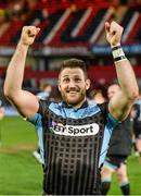 12 April 2014; Tommy Seymour, Glasgow Warriors, acknowledges supporters after victory over Munster. Celtic League 2013/14 Round 19, Munster v Glasgow Warriors, Thomond Park, Limerick. Picture credit: Diarmuid Greene / SPORTSFILE