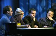 8 January 2006; Kieran Walsh, from Cork, left, Keith McInerney, 2nd from left, from Clare, Pat O'Callaghan, from Galway and Barney Boatman, right, from London, in action during the final of the Boylepoker.com Irish Poker Championship. Citywest Hotel, Dublin. Picture credit: Brendan Moran / SPORTSFILE
