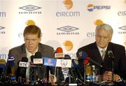 16 January 2006; Steve Staunton with Sir Bobby Robson, International football consultant at an FAI press conference to confirm his appointment as the new Manager of the Republic of Ireland Senior International Soccer Team. Mansion House, Dublin. Picture credit: Damien Eagers / SPORTSFILE