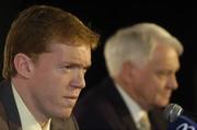 16 January 2006; Steve Staunton with Sir Bobby Robson, International football consultant at an FAI press conference to confirm his appointment as the new Manager of the Republic of Ireland Senior International Soccer Team. Mansion House, Dublin. Picture credit: Damien Eagers / SPORTSFILE
