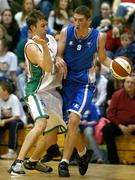 15 January 2006; Colin O'Reilly, UCC Demons, in action against Ronan McGarrity, Merry Monk, Ballina. Mens National Cup Basketball Semi-Final, UCC Demons v Merry Monk, Ballina, National Basketball Arena, Tallaght, Dublin. Picture credit: Brendan Moran / SPORTSFILE