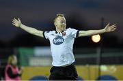 15 April 2014; Chris Shields, Dundalk, celebrates after scoring his side's first goal. Setanta Sports Cup, Semi-Final, 2nd leg, Dundalk v Shamrock Rovers, Dundalk v Shamrock Rovers, Oriel Park, Dundalk, Co. Louth. Photo by Sportsfile