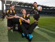 16 April 2014; Opel GAA ambassador Colm Cooper, Kerry, with Derry Finlay, right, age 6 and his brother Christian age 10, from Laytown, Co. Meath, at the launch of the Opel Kit for Clubs 2014. For every test drive, car service or Opel purchase made through the Opel dealer network, your local GAA club is awarded points that can be redeemed against high quality kit for your club! Log onto opelkitforclubs.com and start earning points today. Croke Park, Dublin. Picture credit: David Maher / SPORTSFILE