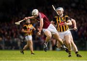 20 April 2014; Pádraig Brehony, Galway, in action against TJ Reid, right, and Brian Hogan, behind, Kilkenny. Allianz Hurling League Division 1 semi-final, Kilkenny v Galway, Gaelic Grounds, Limerick. Picture credit: Ray McManus / SPORTSFILE