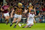 20 April 2014; Galway goalkeeper Colm Callanan aves at the feet of Kilkenny's John Power. Allianz Hurling League Division 1 semi-final, Kilkenny v Galway, Gaelic Grounds, Limerick. Picture credit: Ray McManus / SPORTSFILE