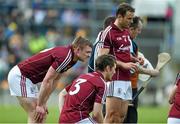 20 April 2014; Galway players, from left to right, Joe Canning, Ronan Burke, and David Collins after defeat to Kilkenny. Allianz Hurling League Division 1 semi-final, Kilkenny v Galway, Gaelic Grounds, Limerick. Picture credit: Diarmuid Greene / SPORTSFILE