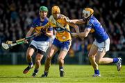 20 April 2014; Peter Duggan, Clare, in action against James Barry, left, and Pádraic Maher, Tipperary. Allianz Hurling League Division 1 semi-final, Clare v Tipperary, Gaelic Grounds, Limerick. Picture credit: Ray McManus / SPORTSFILE