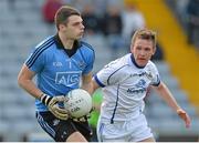 19 April 2014; Lorcan Molloy, Dublin, in action against Tom Hayes, Cavan. Cadbury GAA Football U21 Championship Semi-Final, Cavan v Dublin, O'Moore Park, Portlaoise, Co. Laois. Picture credit: Piaras Ó Mídheach / SPORTSFILE