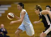 28 January 2006; Claudia Louis, PV's Longford Falcons, in action against Gillian O'Leary, Team Blarney Park Hotel. Senior Women's Final, PV's Longford Falcons v Team Blarney Park Hotel, National Basketball Arena, Tallaght, Dublin. Picture credit: Brendan Moran / SPORTSFILE