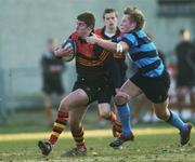 1 February 2006; Paul Grannell, CBC Monkstown, is tackled by Eoin Cummins, Castleknock College. Leinster Schools Senior Cup, First Round, Castleknock College v CBC Monkstown, Donnybrook, Dublin. Picture credit; Brian Lawless / SPORTSFILE