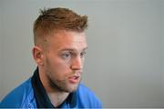 25 April 2014; Dublin senior footballer Jonny Cooper speaking during a press conference ahead of their side's Allianz Football League Division 1 Final against Derry on Sunday. Dublin Senior Football Team Press Conference, Gibson Hotel, Dublin. Picture credit: Ramsey Cardy / SPORTSFILE