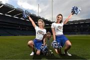 25 April 2014; Cheerleaders Emma Reynolds, left, and Holly Collis Lee with the Dan Rooney trophy visit Croke Park to meet up with members of the University of Central Florida and Penn State University as both colleges finalise their plans for the Croke Park Classic which takes place in GAA HQ on August 30th. Tickets for the Croke Park Classic are on sale now from www.ticketmaster.ie and www.tickets.ie. For further information, check out www.crokeparkclassic.ie. Croke Park Classic April Visit and Media Day, Croke Park, Dublin. Picture credit: David Maher / SPORTSFILE