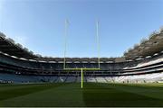 25 April 2014; A general view of the goalposts in Croke Park ahead of the Croke Park Classic which sees the University of Central Florida host Penn State University in their 2014 season opener on August 30th in GAA HQ. Tickets for the Croke Park Classic are on sale now from www.ticketmaster.ie and www.tickets.ie. For further information, check out www.crokeparkclassic.ie. Croke Park Classic April Visit and Media Day, Croke Park, Dublin. Picture credit: David Maher / SPORTSFILE