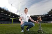 25 April 2014; Monaghan player Colin Walshe holding the Dan Rooney trophy visits Croke Park to meet up with members of the University of Central Florida and Penn State University as both colleges finalise their plans for the Croke Park Classic which takes place in GAA HQ on August 30th. Tickets for the Croke Park Classic are on sale now from www.ticketmaster.ie and www.tickets.ie. For further information, check out www.crokeparkclassic.ie. Croke Park Classic April Visit and Media Day, Croke Park, Dublin. Picture credit: David Maher / SPORTSFILE