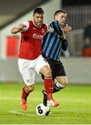 25 April 2014; James Chambers, St Patrick's Athletic, in action against Philip Gorman, Athlone Town. Airtricity League Premier Division, St Patrick's Athletic v Athlone Town, Richmond Park, Dublin. Picture credit: David Maher / SPORTSFILE