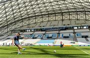 26 April 2014; Munster's Conor Murray practices his place kicking during the Munster squad Captain's Run ahead of their Heineken Cup semi-final against Toulon on Sunday. Munster Squad Captain's Run, Stade Vélodrome, Marseille, France. Picture credit: Diarmuid Greene / SPORTSFILE