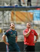 26 April 2014; Munster captain Damien Varley and head coach Rob Penney during the Munster squad Captain's Run ahead of their Heineken Cup semi-final against Toulon on Sunday. Munster Squad Captain's Run, Stade Vélodrome, Marseille, France. Picture credit: Diarmuid Greene / SPORTSFILE