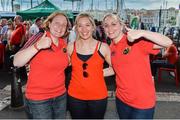 26 April 2014; Munster supporters, from left to right, Gunilla Arons, from Ennis, Co. Clare, Frances Barry, from Cloyne, Co. Cork, and Megan O'Toole, from Douglas, Co. Cork, in Marseilles ahead of tomorrow's Heinken Cup semi-final against Toulon at Stade Vélodrome, Marseille, France. Picture credit: Diarmuid Greene / SPORTSFILE