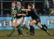 4 February 2006; Rachel Boyd, Ireland, is tackled by Barbara Pla, Spain. Women's Six Nations 2005-2006, Ireland v Spain, Donnybrook, Dublin. Picture credit; Brian Lawless / SPORTSFILE