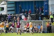 27 April 2014; The makeshift press accomadation on the back of a lorry. GAA All-Ireland Senior Hurling Championship Qualifier Group - Round 1, Antrim vWestmeath. Ballycastle, Co. Antrim Picture credit: Oliver McVeigh / SPORTSFILE