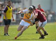 27 April 2014; Ciaran Clarke, Antrim, in action against Liam Varley, Westmeath. GAA All-Ireland Senior Hurling Championship Qualifier Group - Round 1, Antrim vWestmeath. Ballycastle, Co. Antrim Picture credit: Oliver McVeigh / SPORTSFILE