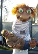 20 November 2005; Salthill-Knocknacarra supporter Ann Maloney with an AIB 'Giant Fan' before the game. AIB Connacht Club Senior Football Championship Final, Salthill-Knocknacarra v St. Brigids, Pearse Stadium, Galway. Picture credit: Damien Eagers / SPORTSFILE