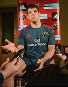 29 April 2014; Munster's Donncha O'Callaghan during a press conference ahead of their Celtic League 2013/14, Round 21, game against Edinburgh on Saturday. Munster Rugby Press Conference, Cork Institute of Technology, Bishopstown, Cork. Picture credit: Diarmuid Greene / SPORTSFILE