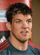 29 April 2014; Munster's Donncha O'Callaghan during a press conference ahead of their Celtic League 2013/14, Round 21, game against Edinburgh on Saturday. Munster Rugby Press Conference, Cork Institute of Technology, Bishopstown, Cork. Picture credit: Diarmuid Greene / SPORTSFILE