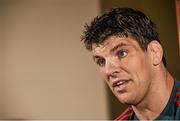 29 April 2014; Munster's Donncha O'Callaghan during a press conference ahead of their Celtic League 2013/14, Round 21, game against Edinburgh on Saturday. Munster Rugby Press Conference, Cork Institute of Technology, Bishopstown, Cork. Picture credit: Diarmuid Greene / SPORTSFILE