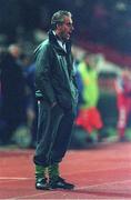 18 November 1998; Republic of Ireland manager Mick McCarthy reacts to a decision during the UEFA Euro 2000 Group 8 Qualifier match between Yugoslavia and Republic of Ireland at the Red Star Stadium in Belgrade, Yugoslavia. Photo by Brendan Moran/Sportsfile