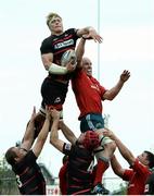 3 May 2014; David Denton, Edinburgh, wins possession in a lineout ahead of Paul O'Connell, Munster. Celtic League 2013/14 Round 21, Edinburgh v Munster, Meggetland Sports Pavilion, Edinburgh, Scotland. Picture credit: Bill Murray / SPORTSFILE