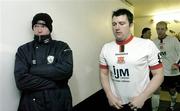 2 March 2006; Republic of Ireland manager Steve Staunton, waits in the tunnel as Dundalk players, Robert McCauley and Paul Marney, leave their dressing for the start ot the second half. Pre-Season Friendly, Dundalk v Bohemians, Oriel Park, Dundalk, Co. Louth. Picture credit: David Maher / SPORTSFILE