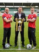 6 May 2014; Sligo Rovers manager Ian Baraclough with players Alan Keane, left, and Paul O'Conor at Tallaght Stadium in advance of their Setanta Sports Cup Final against Dundalk. Tallaght Stadium, Tallaght, Co. Dublin. Picture credit: Stephen McCarthy / SPORTSFILE
